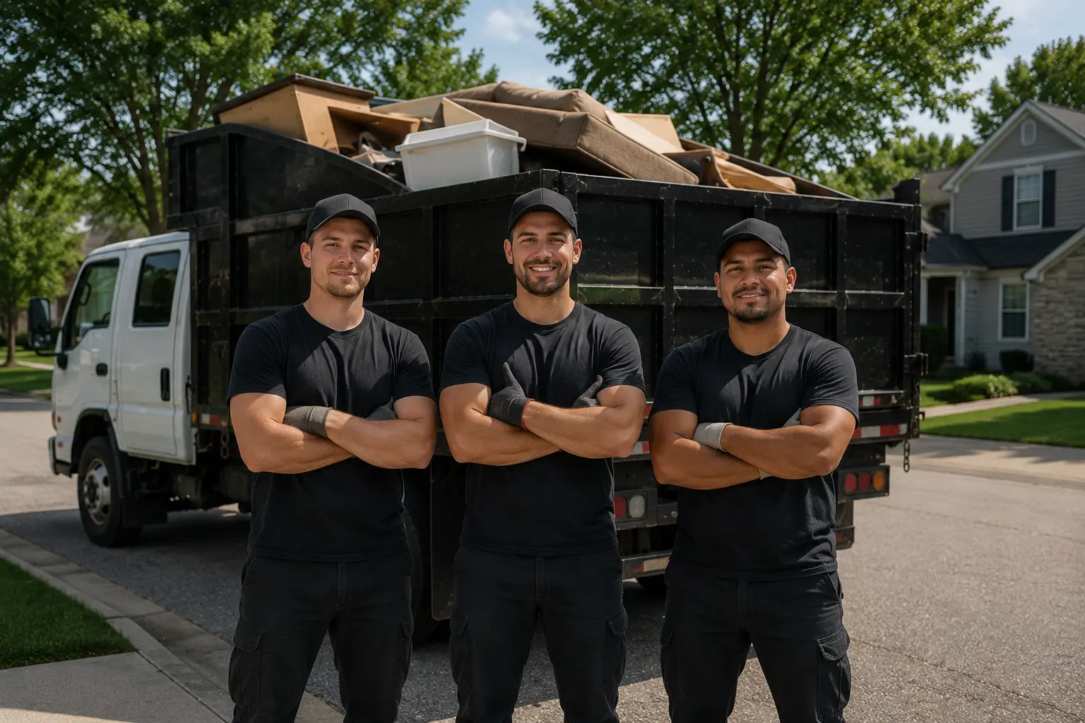 Triangle Junk Removal crew on a junk hauling job in Apex, North Carolina